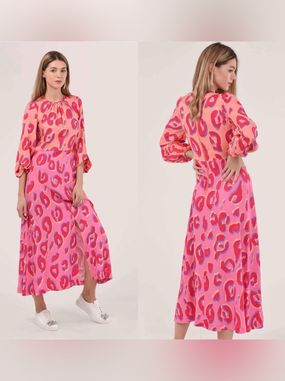 Closet Pink and Coral Patterned Maxi Dress